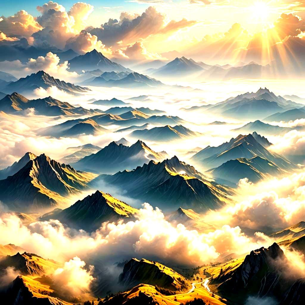 Ethereal Sunbeams in an Otherworldly Landscape