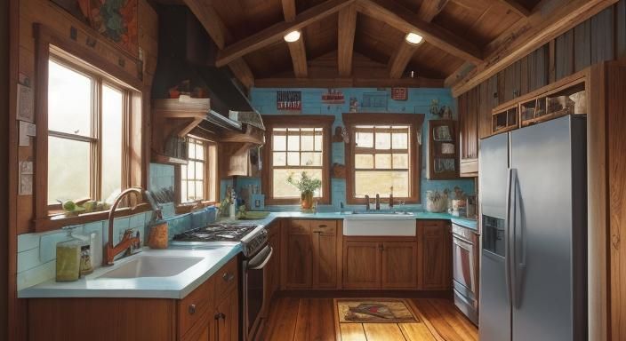 Whimsical Kitchen Refrigerator with Wombat Magnets