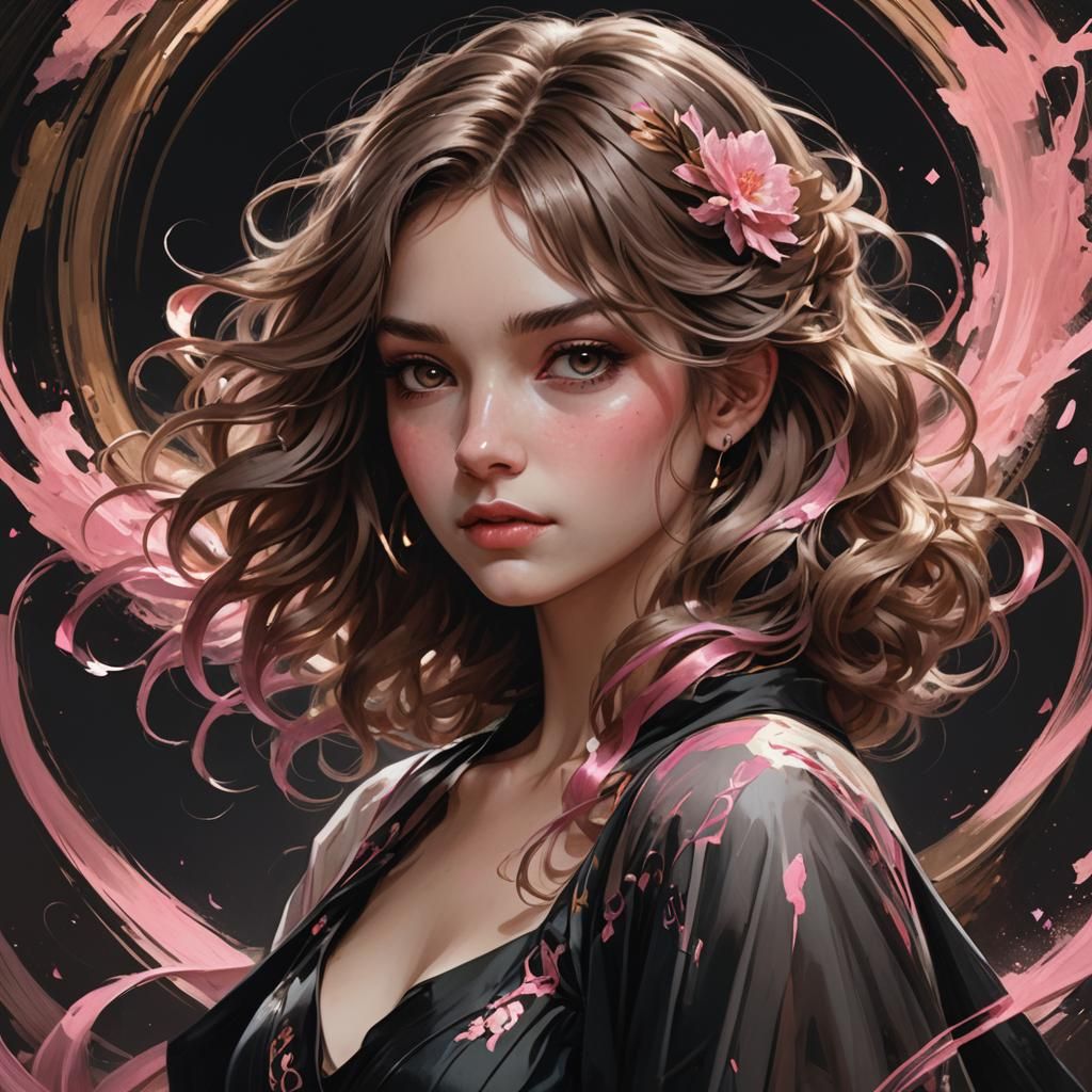 Girl with Pink Tipped Hair, Detailed Portrait