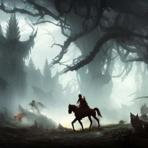 Demon Prince and Princess Recruit Troops: Dark Fantasy Art