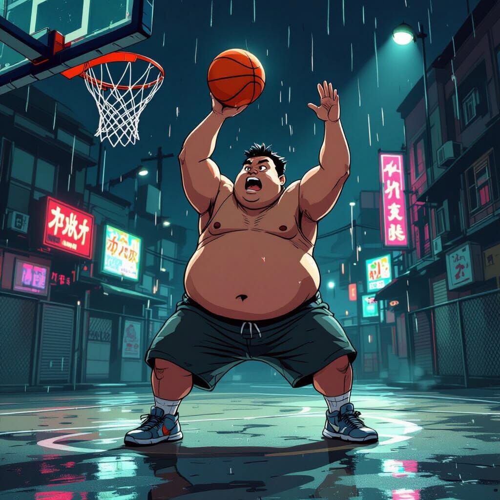 Comic Style Basketball Player with Bad Form
