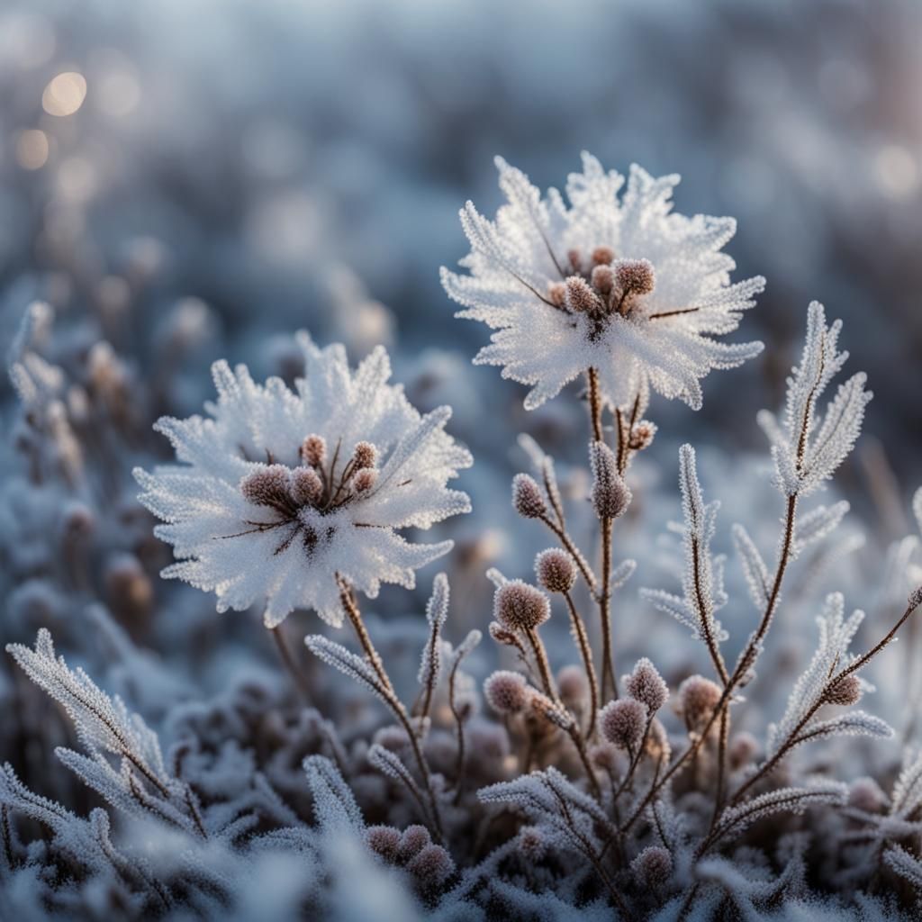 Mystical Frosted Flowers with Rough Texture