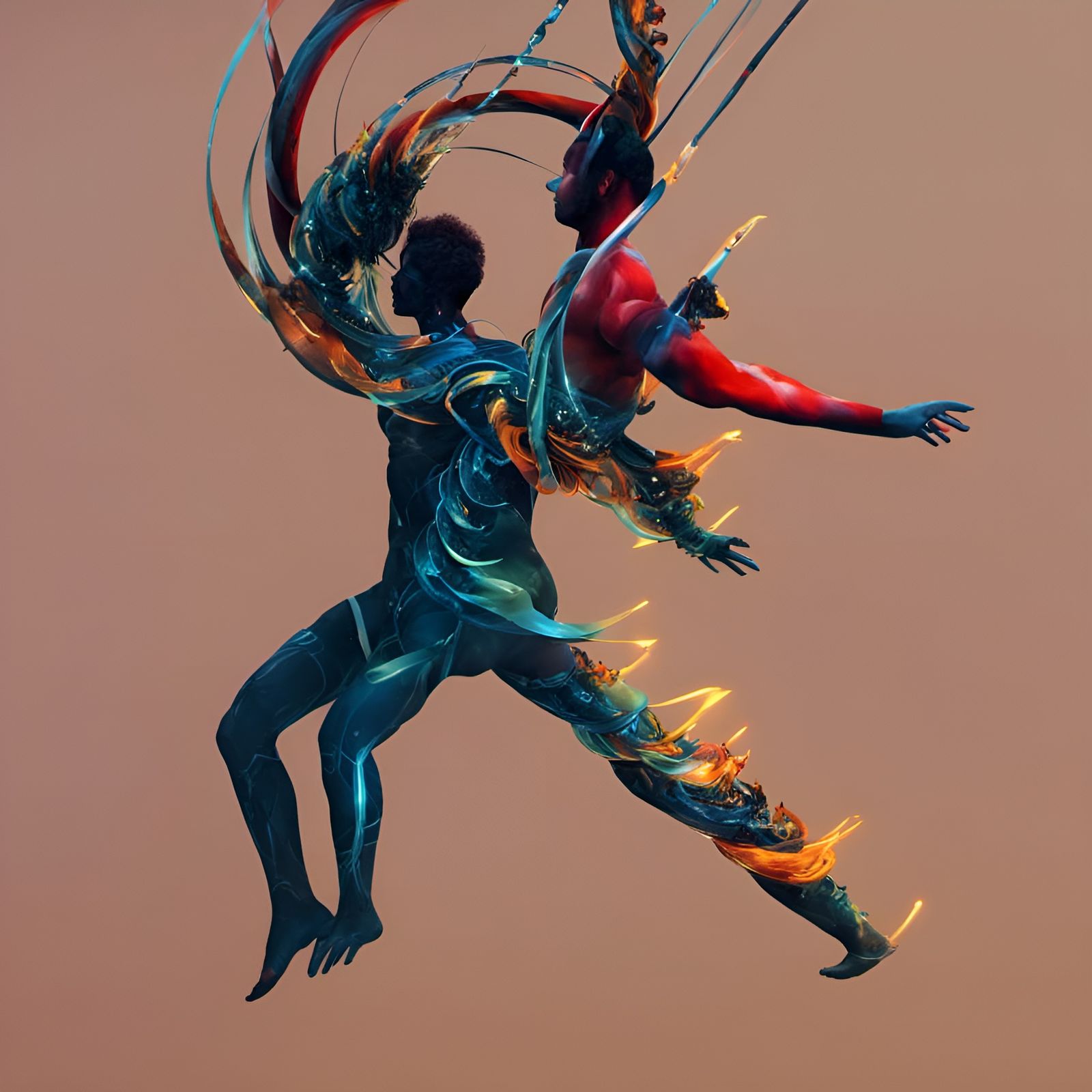 Exploded DNA Helix Figure in Digital Art