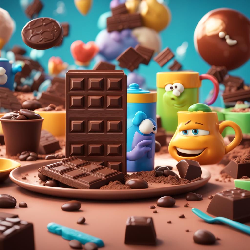 Chocolate in Pixar Style, 3D Digital Art