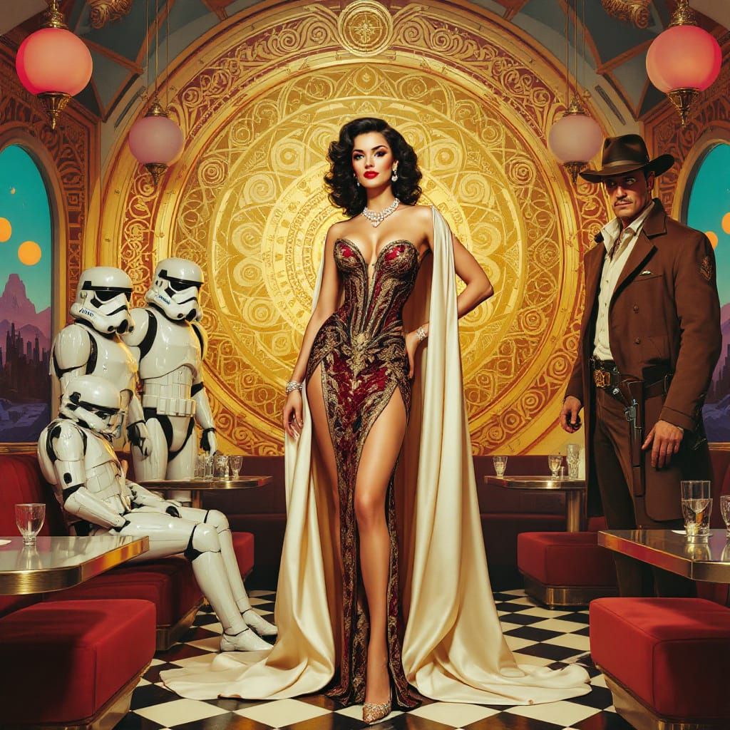 Glamorous Pin-Up Meets Retro-Futuristic Art Deco Diner