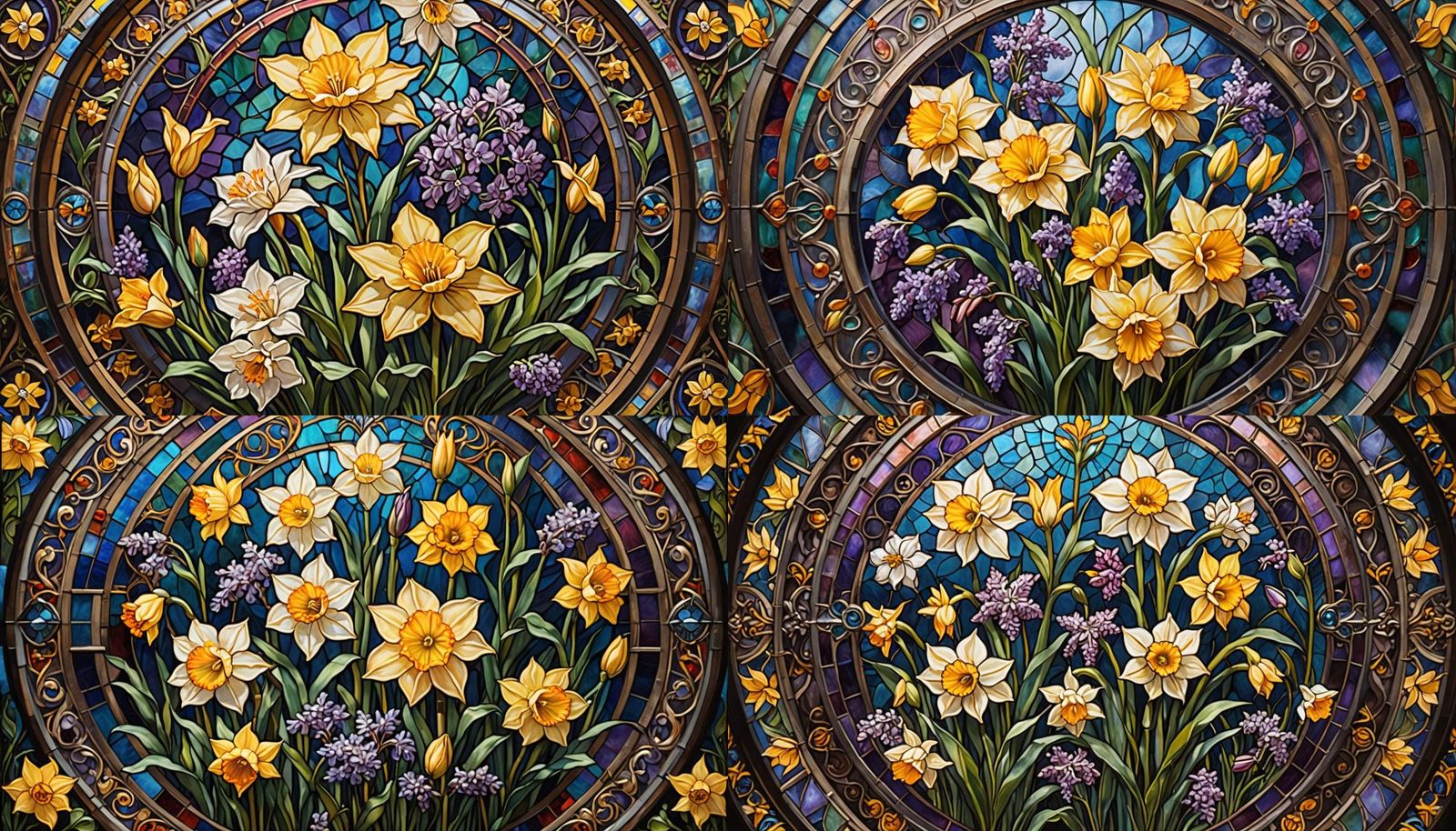 Art Nouveau Floral Mandala Oil Painting