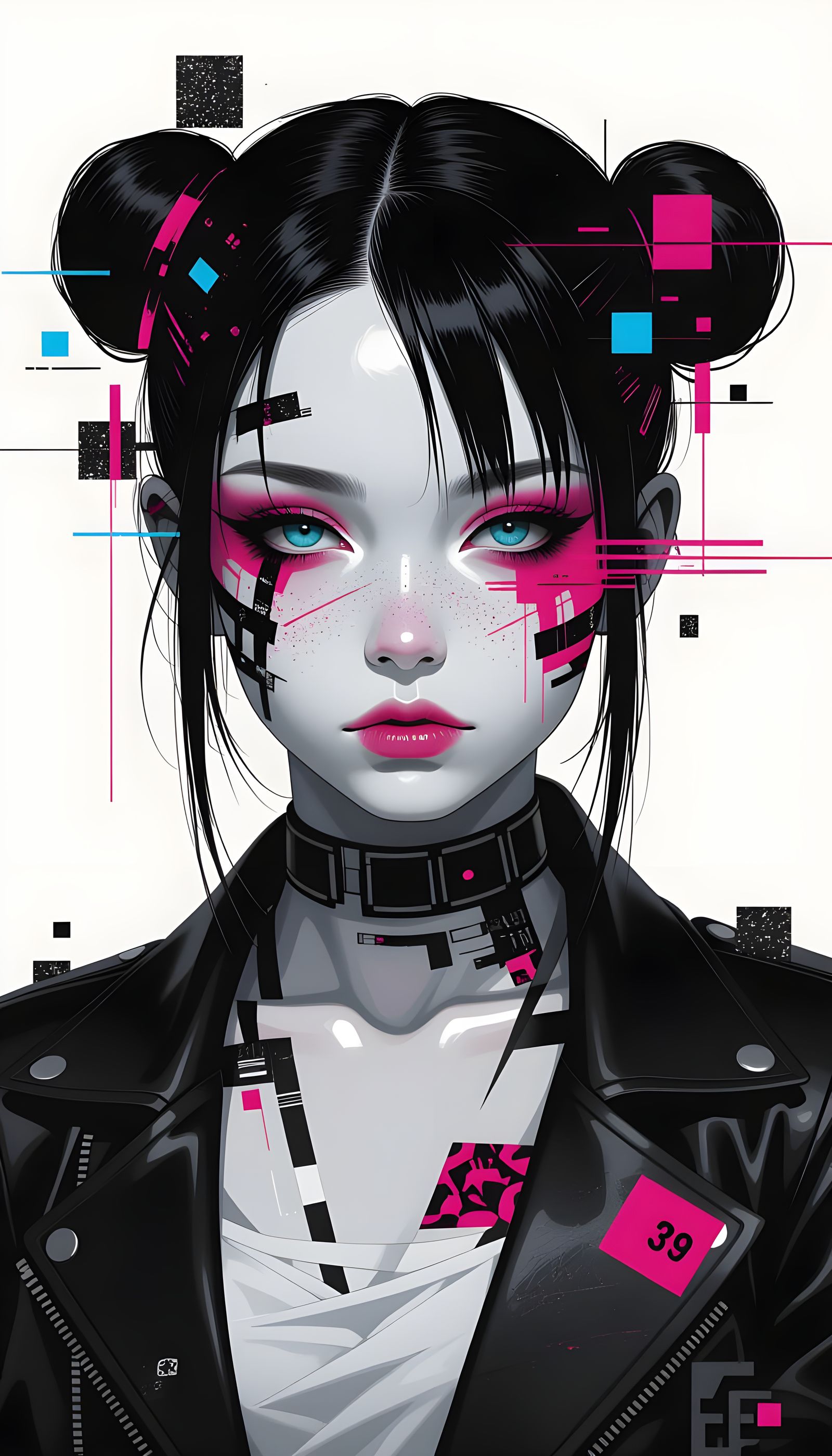 Glitch Art Portrait of a Girl with Vivid Accents
