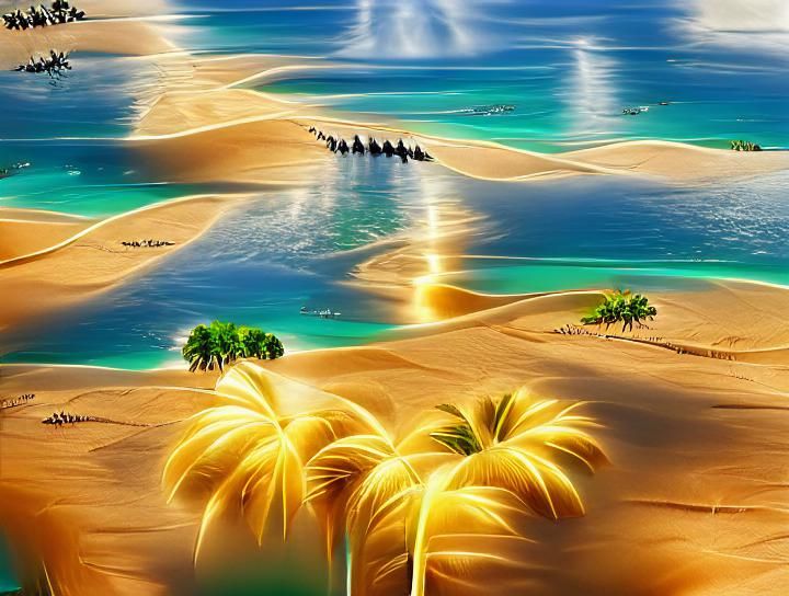 Serenely Beautiful Tropical Beachscape in Vibrant Colors