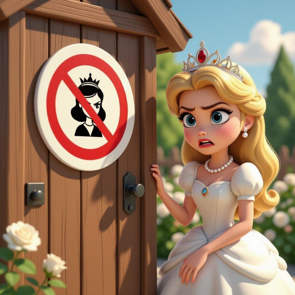 3D Cartoon Princess Prohibits Garden Toilet Access