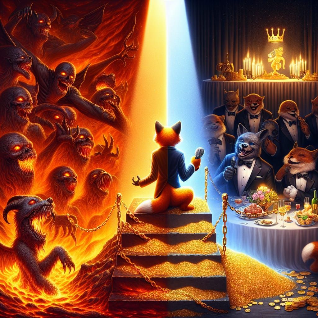 Contrasting Realms: Hell and Golden Fortune in Matte Paintin...