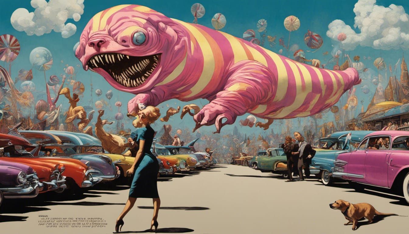 The psychedelic slug pops into existence over the 1950s clas...