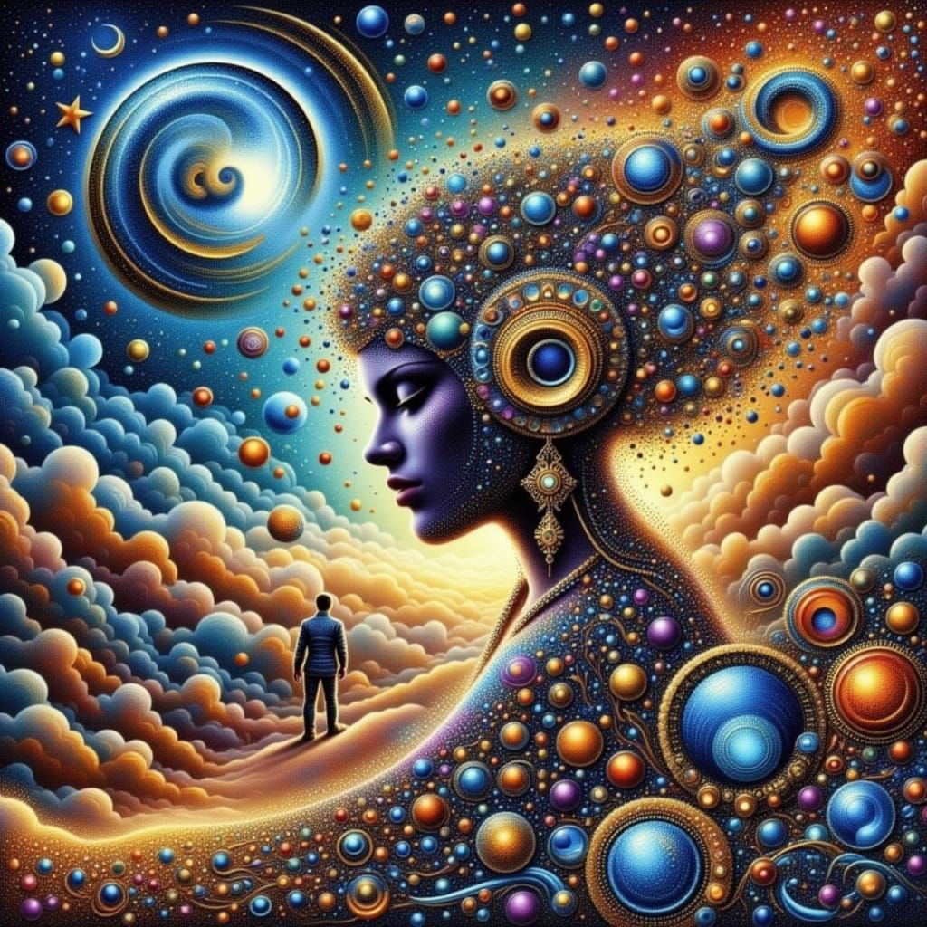 Art Nouveau Punk Ink Spirals in Mixed Media