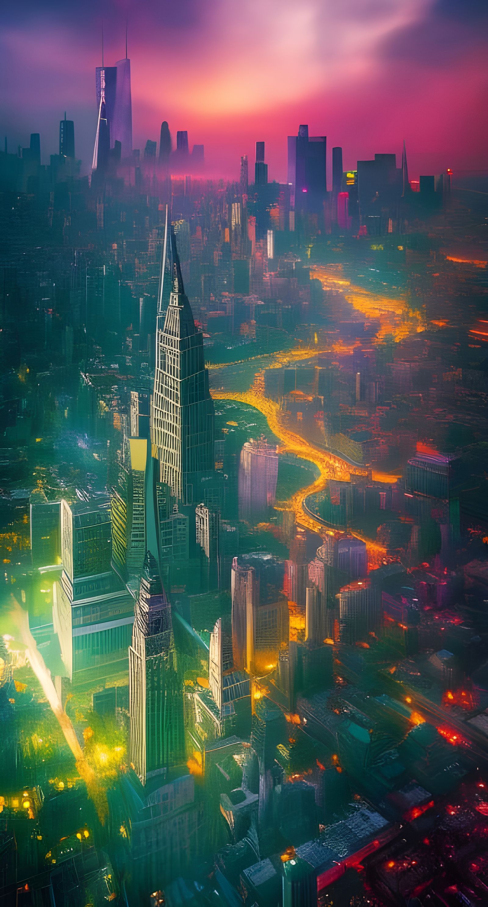 New York City Skyline in Cosmic Glass Triangle