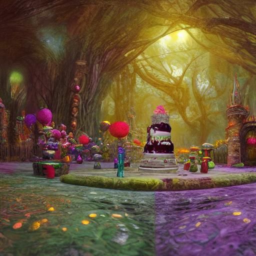 Whimsical Forest Birthday Party in Fantasy Art Style