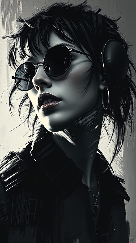 Cyberpunk Portrait in Expressive Brushstrokes