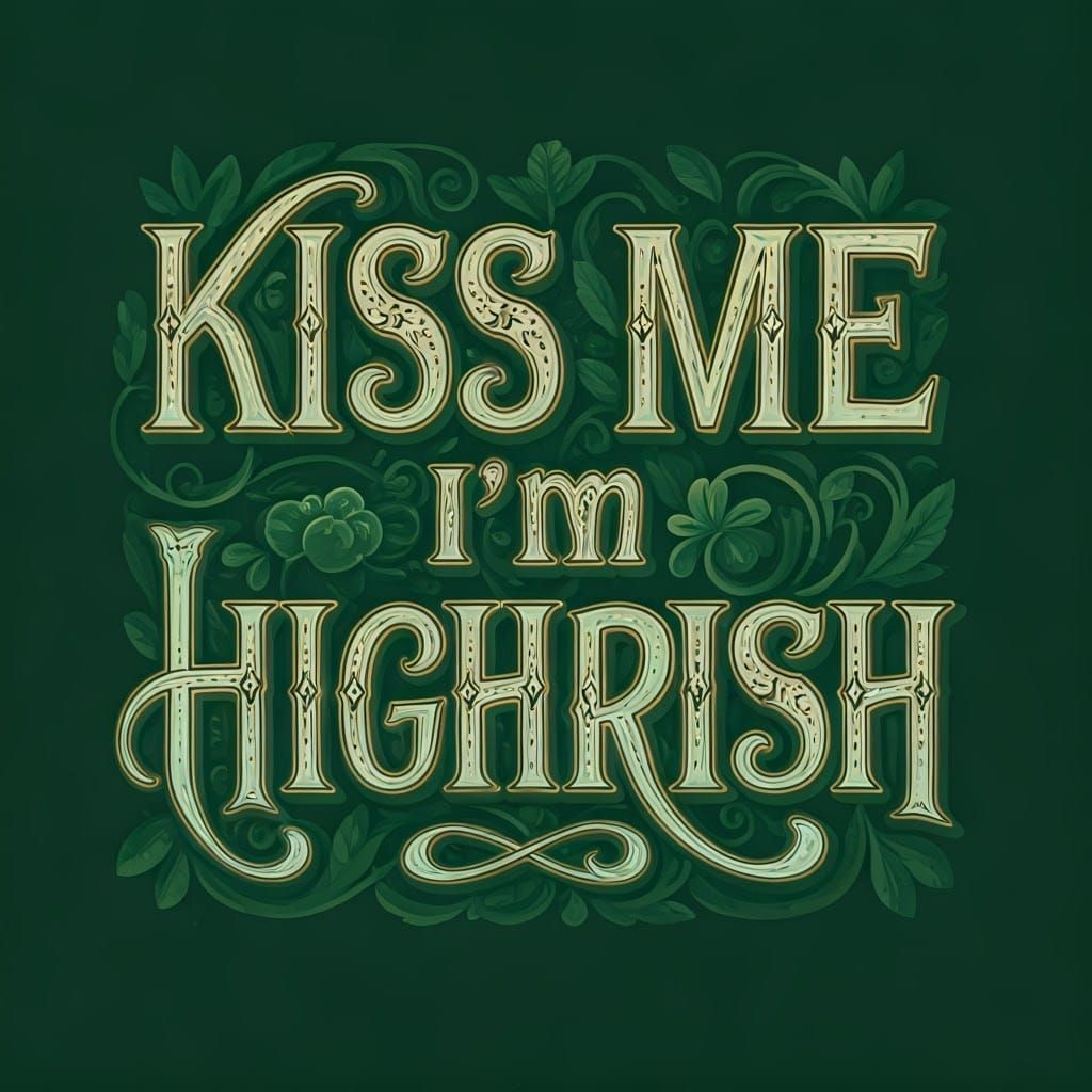 Hand-Painted Irish Typography with Celtic Knotwork and Emera...