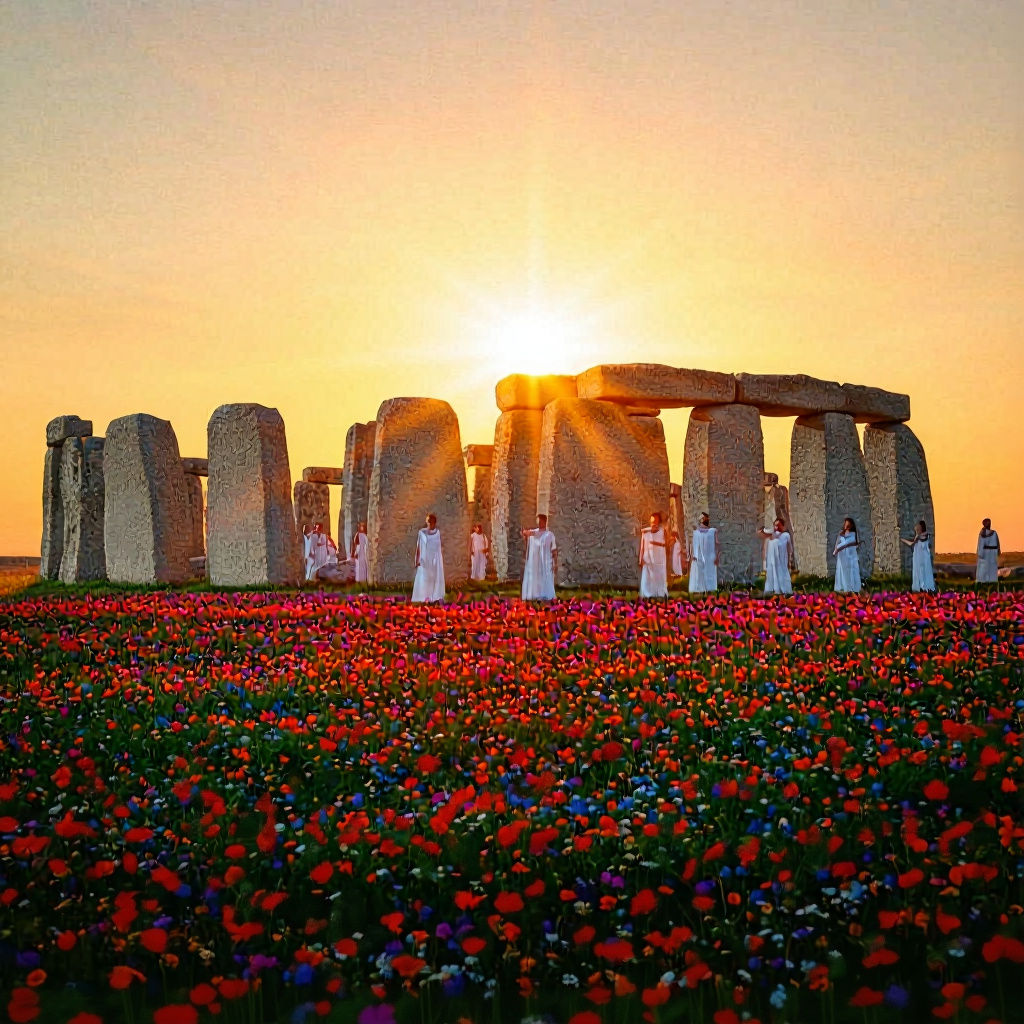 Ancient Stonehenge: Newly Built on a Flowering Plain