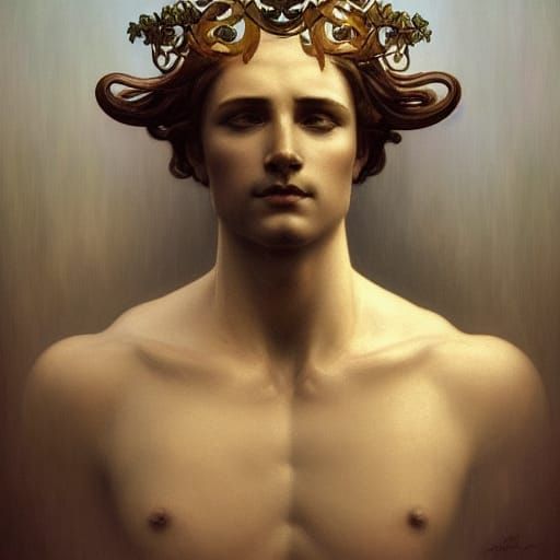 Art Nouveau Sculpture: Handsome Man with Crown