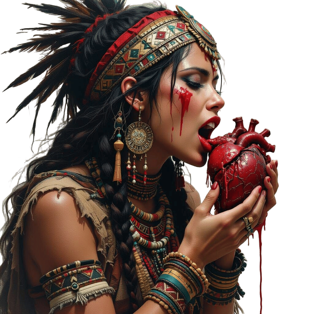 Primal Woman About to Devour a Bleeding Heart