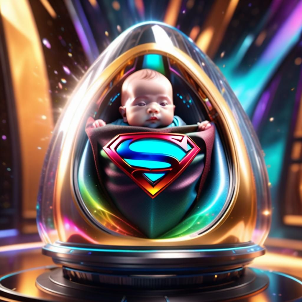 Baby Superman Floating in Space Capsule