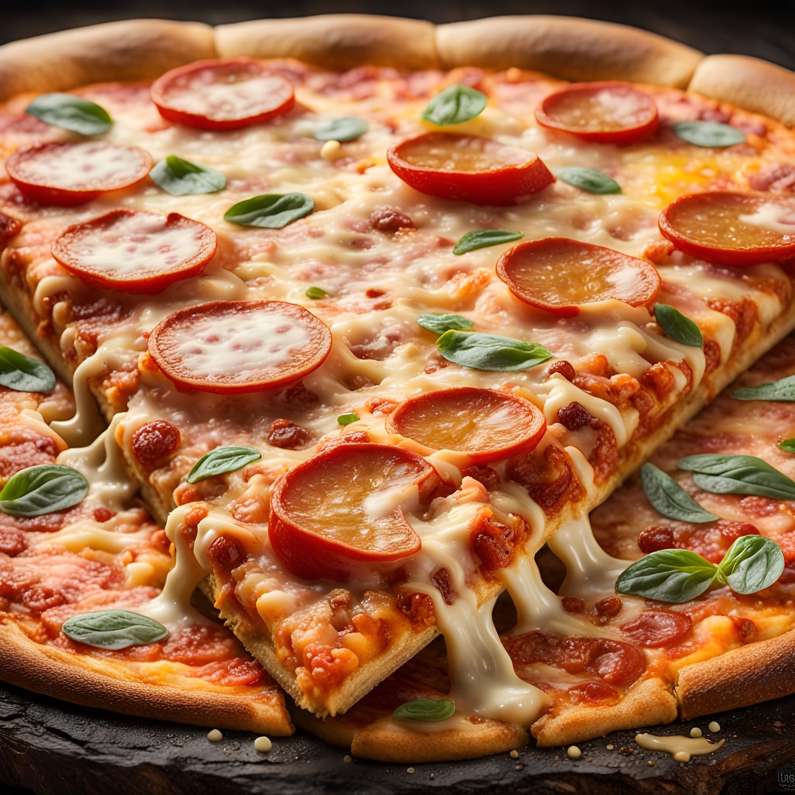 Delicious Pizza Slice with Melted Cheese