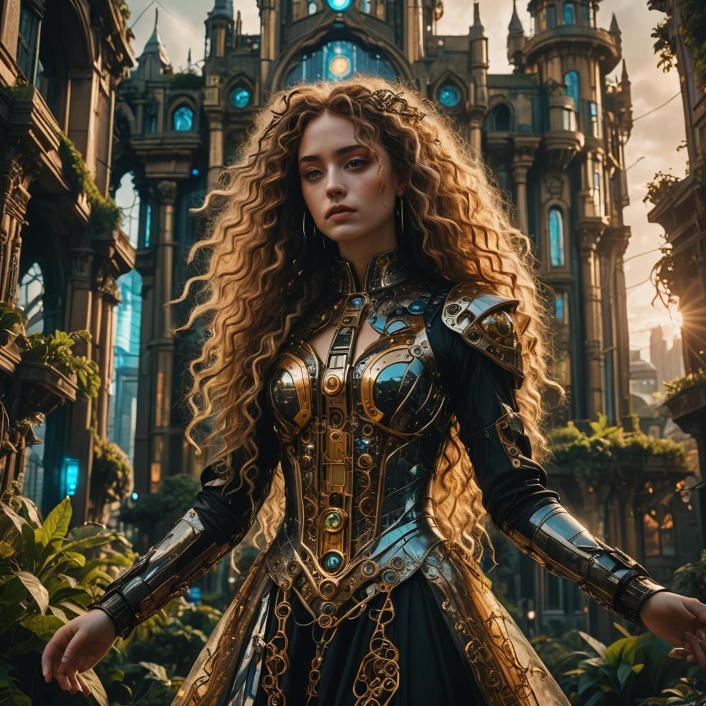 Gothic Vaporwave Meets Pre-Raphaelite Cyberpunk