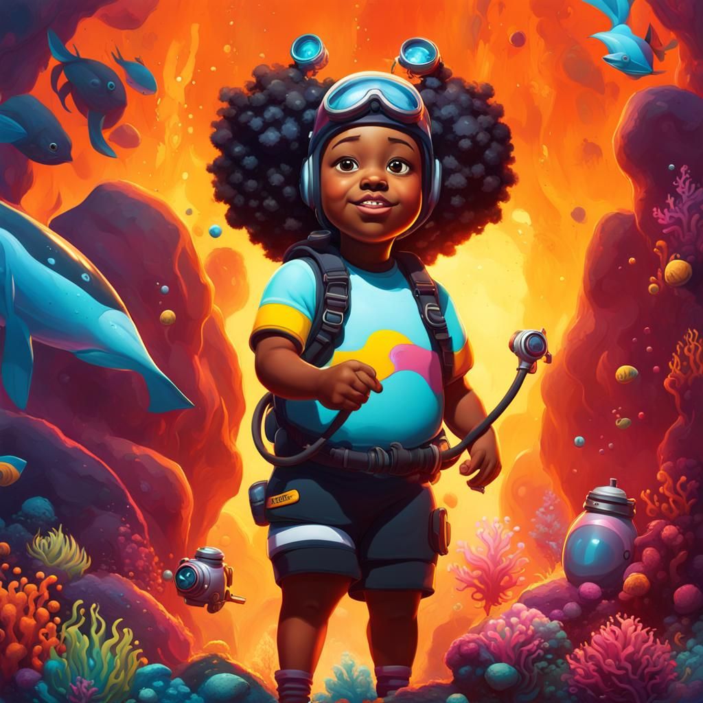 Graffiti Art: Black Girl Deep Sea Diver