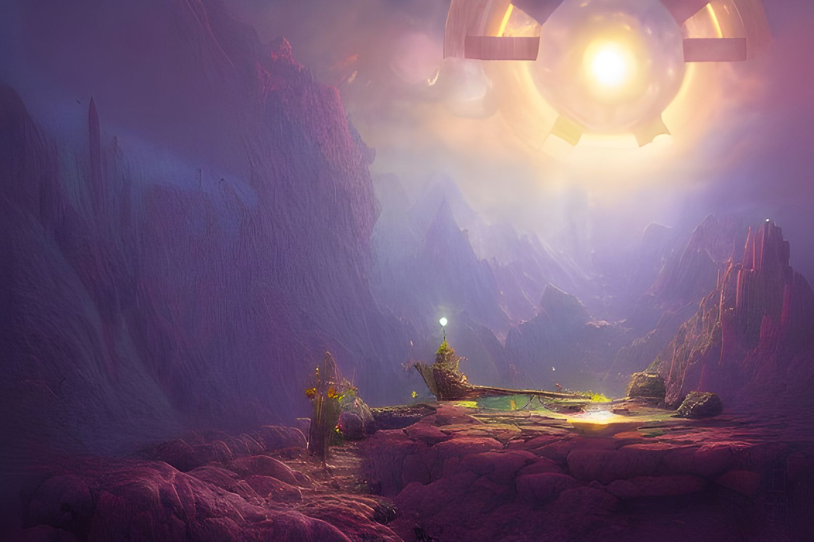 Mystical Fractal Lights in Surreal Digital Art