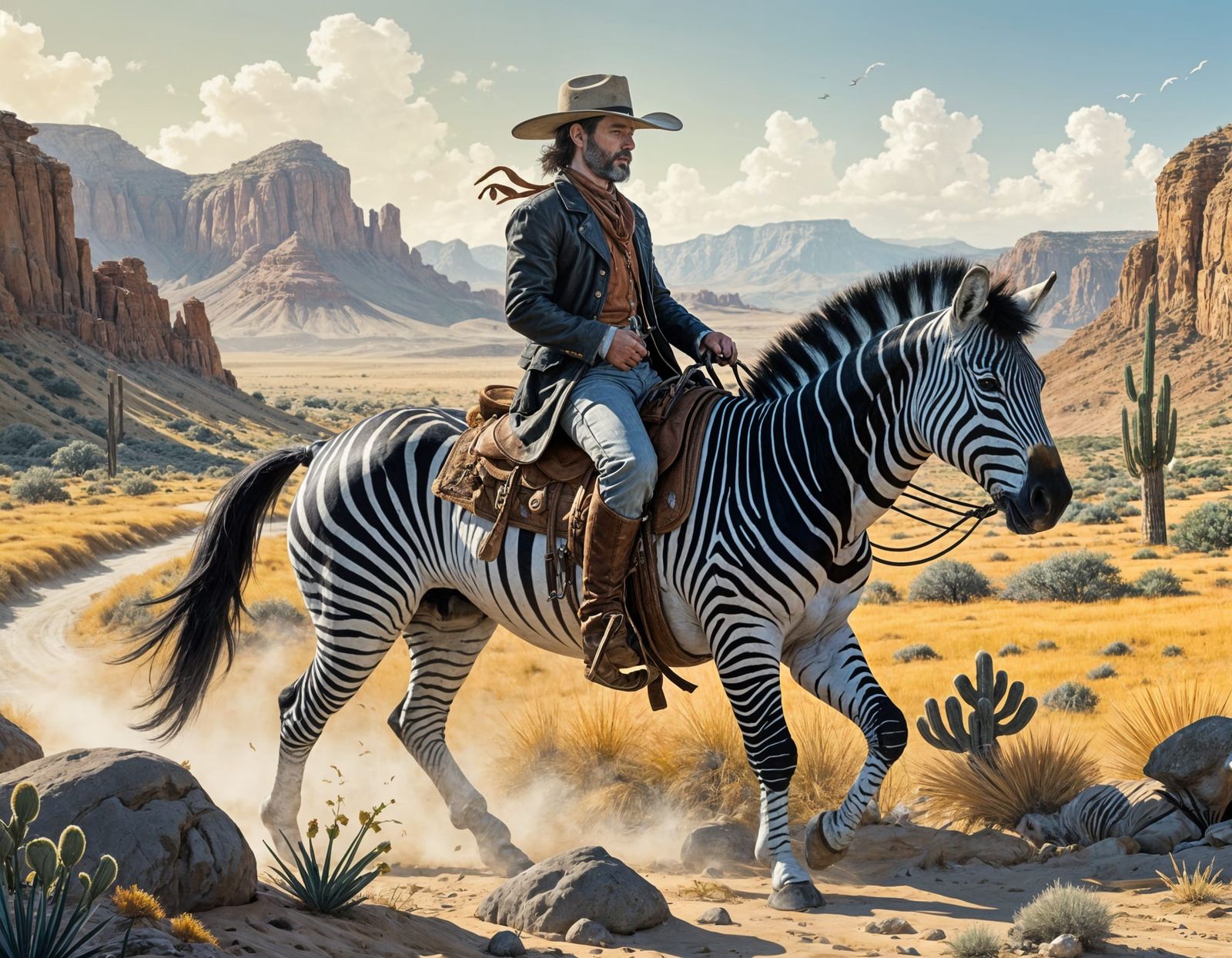 Zebra Cowboy Adventure in the Wild West