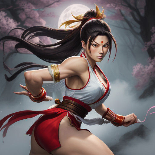 Mai Shiranui in Fierce Anime-Inspired Fighting Pose
