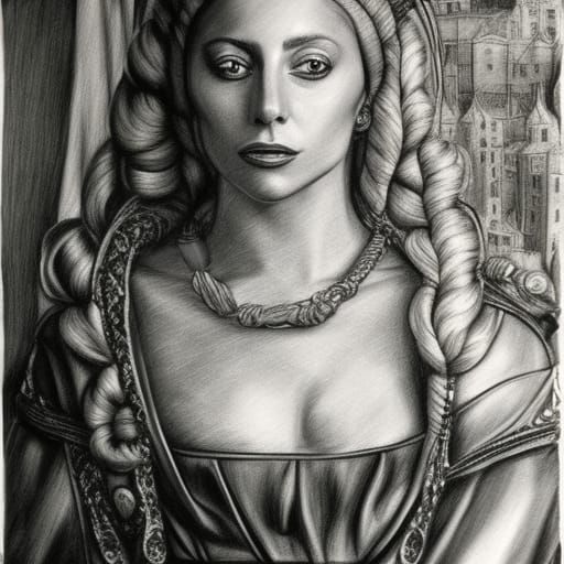 Lady Gaga Portrait in Renaissance Style