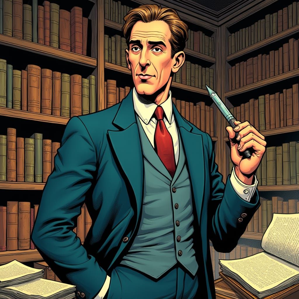 Upton Sinclair in Vintage Comic Style