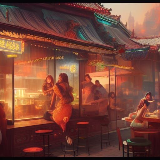 Fantastical Asian Women in Detailed Digital Painting