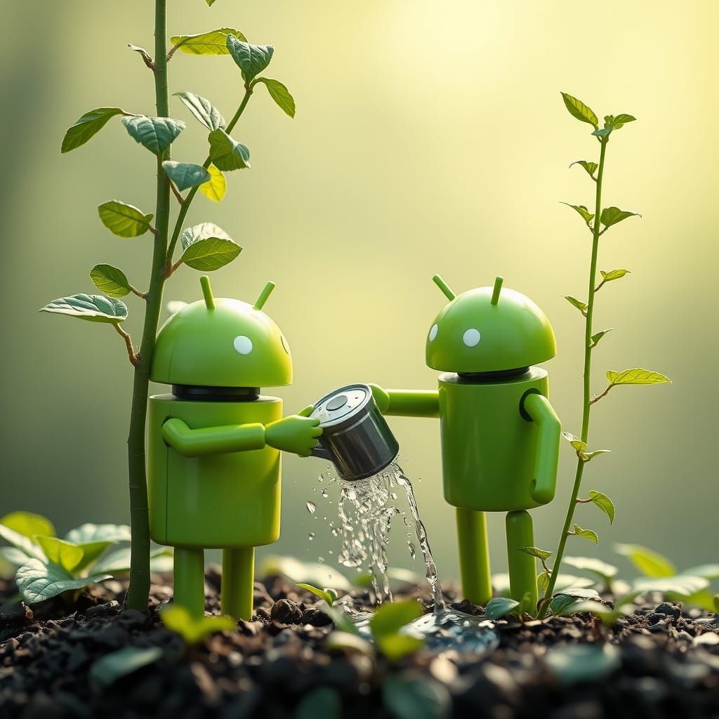 Android Tends Sapling Growing From Chest