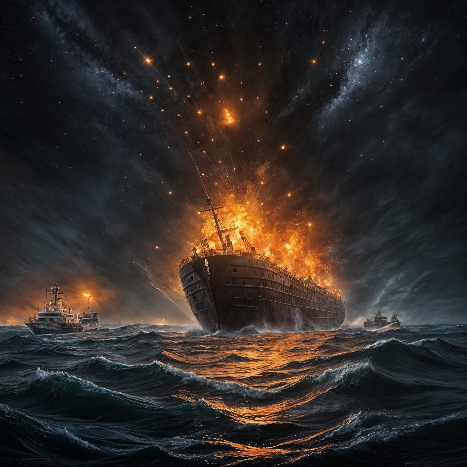 Dramatic Shipwreck Scene in Realistic Masterpiece