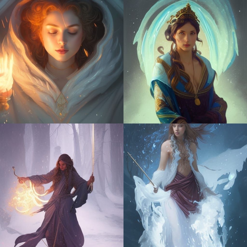 Ancient Ice Mage Portrait in Digital Art Style