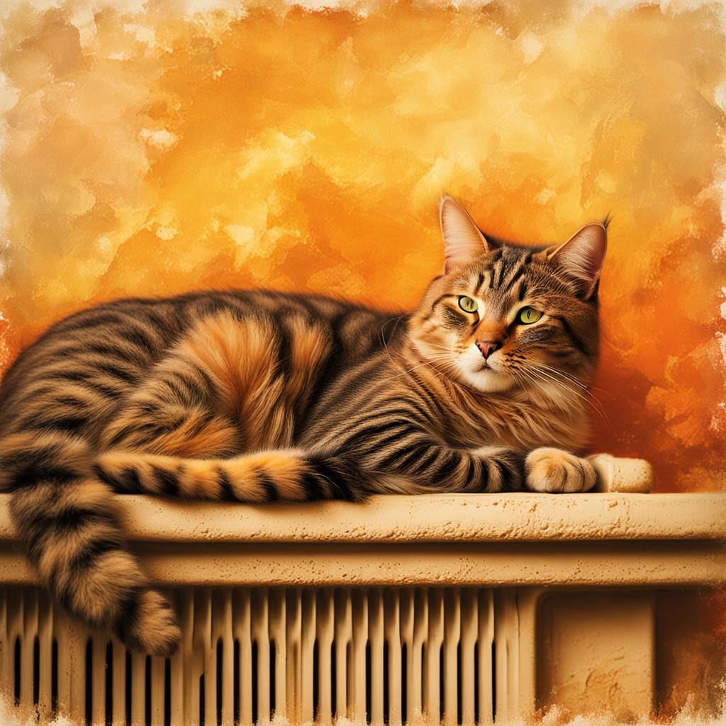 Warm Cozy Cat Basks in Radiant Glow