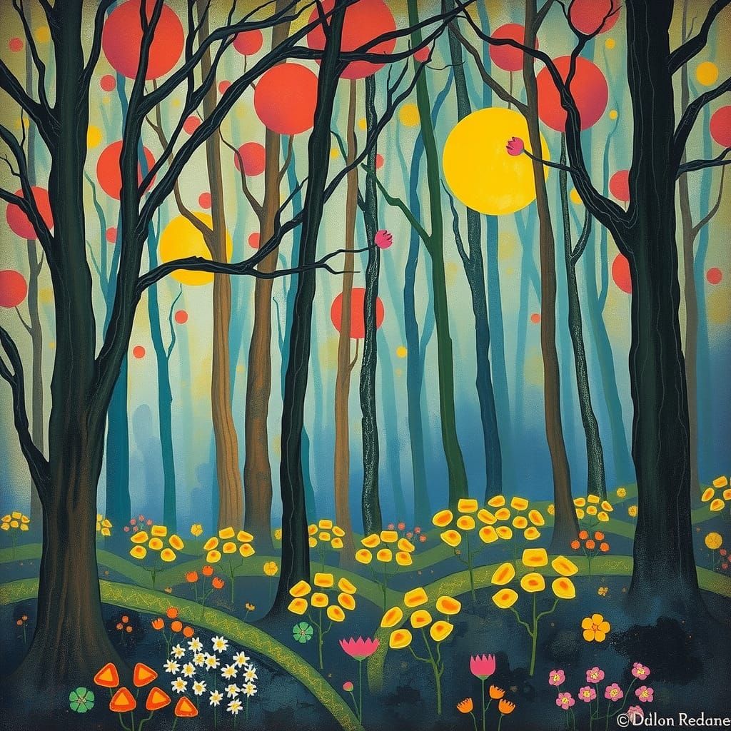Dreamlike Forest in Odilon Redon Style