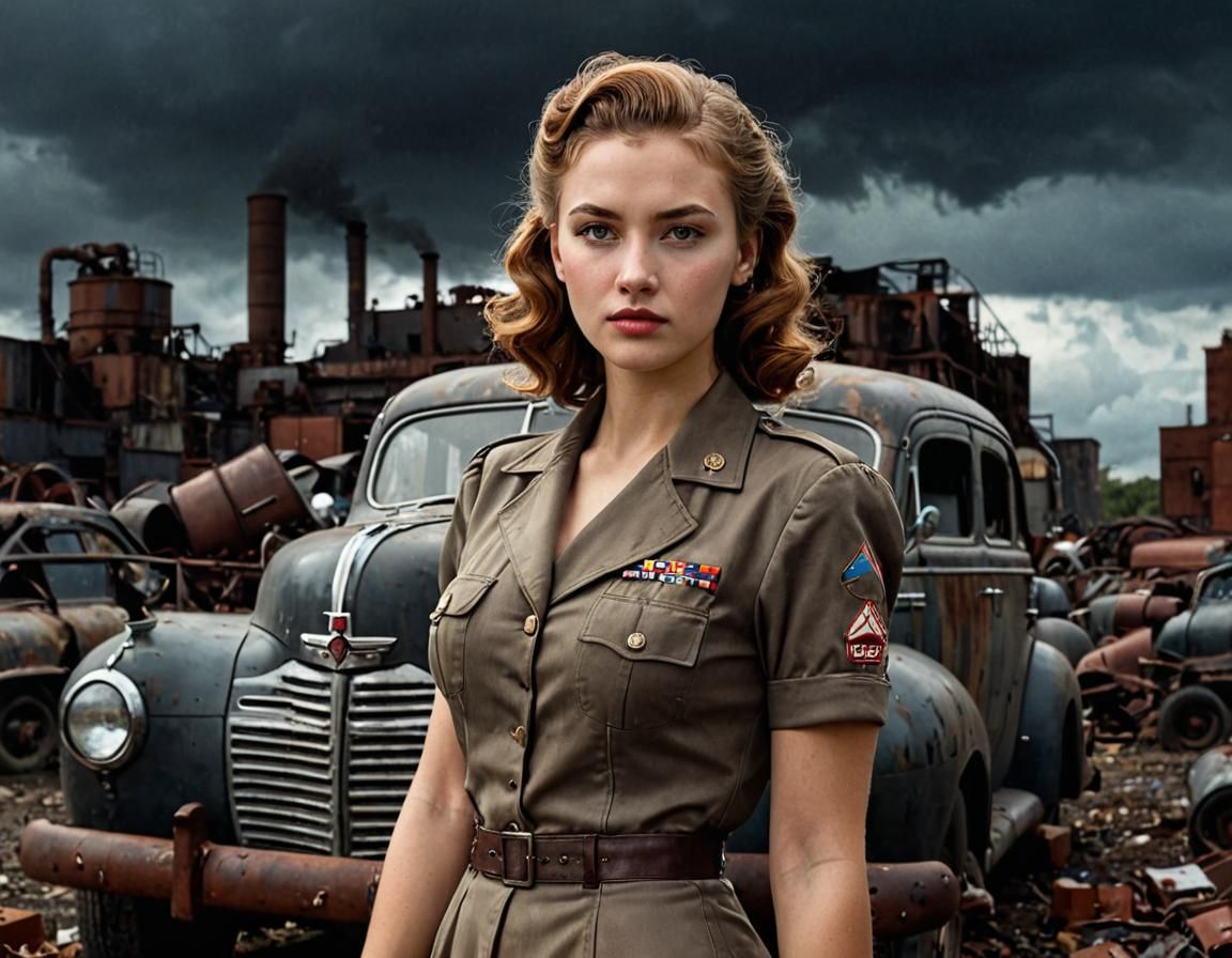 1940s Style Portrait in Industrial Setting