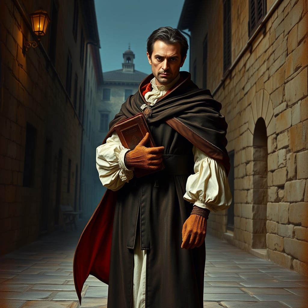 Italian Scholar in Baroque Piazza