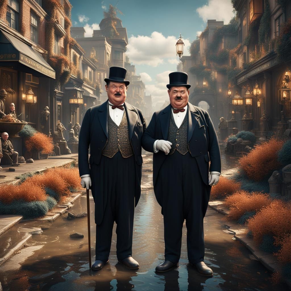 Laurel and Hardy in Opulent Attire