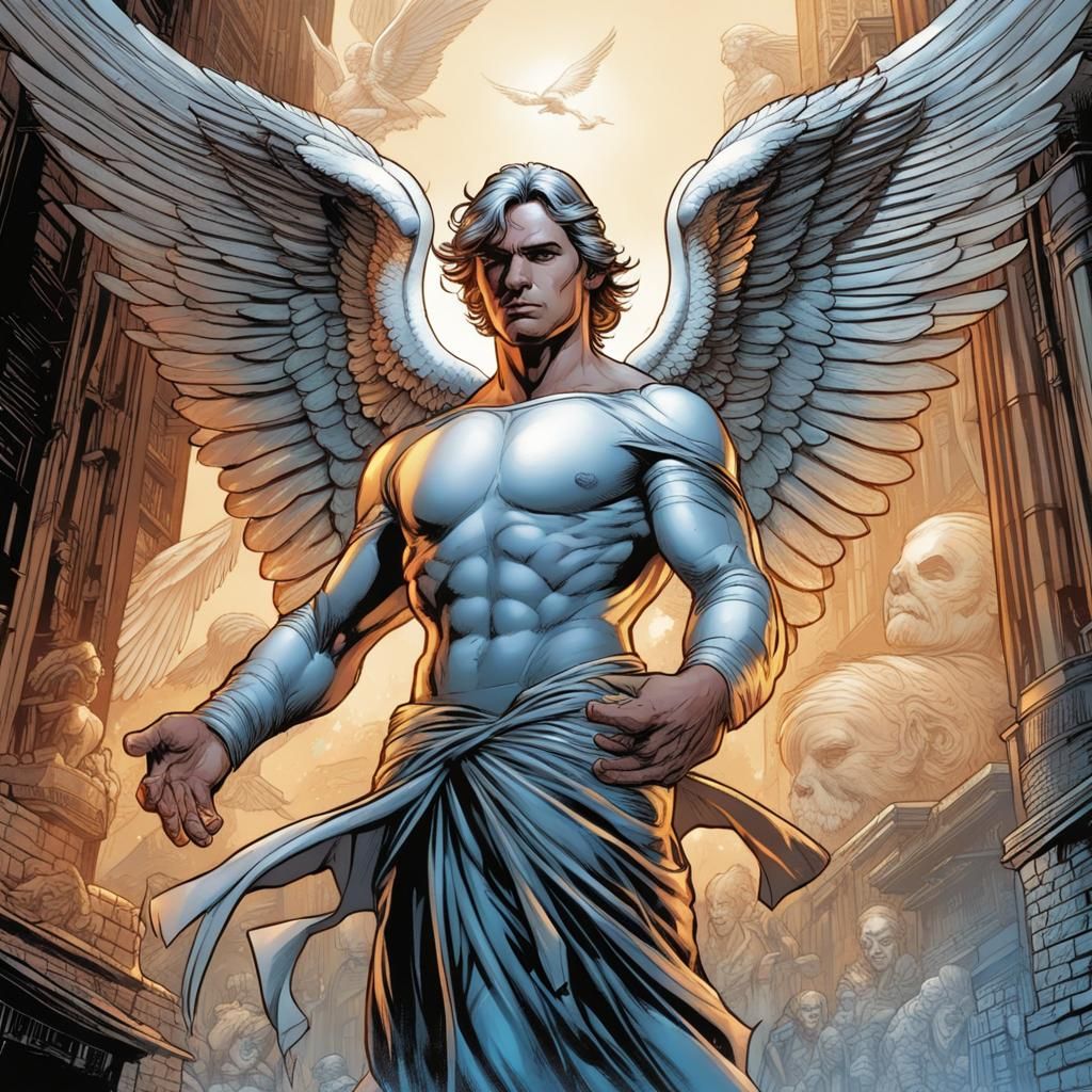 Angel in Comic Book Style Illustration