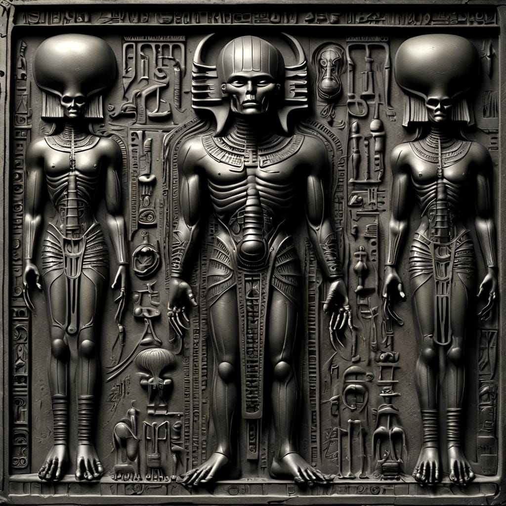 Animated Deadly Hieroglyphs in Giger Style