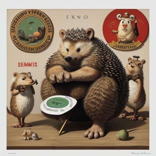Hedgehog Weightlifter and Singing Snail Sport Poster Art