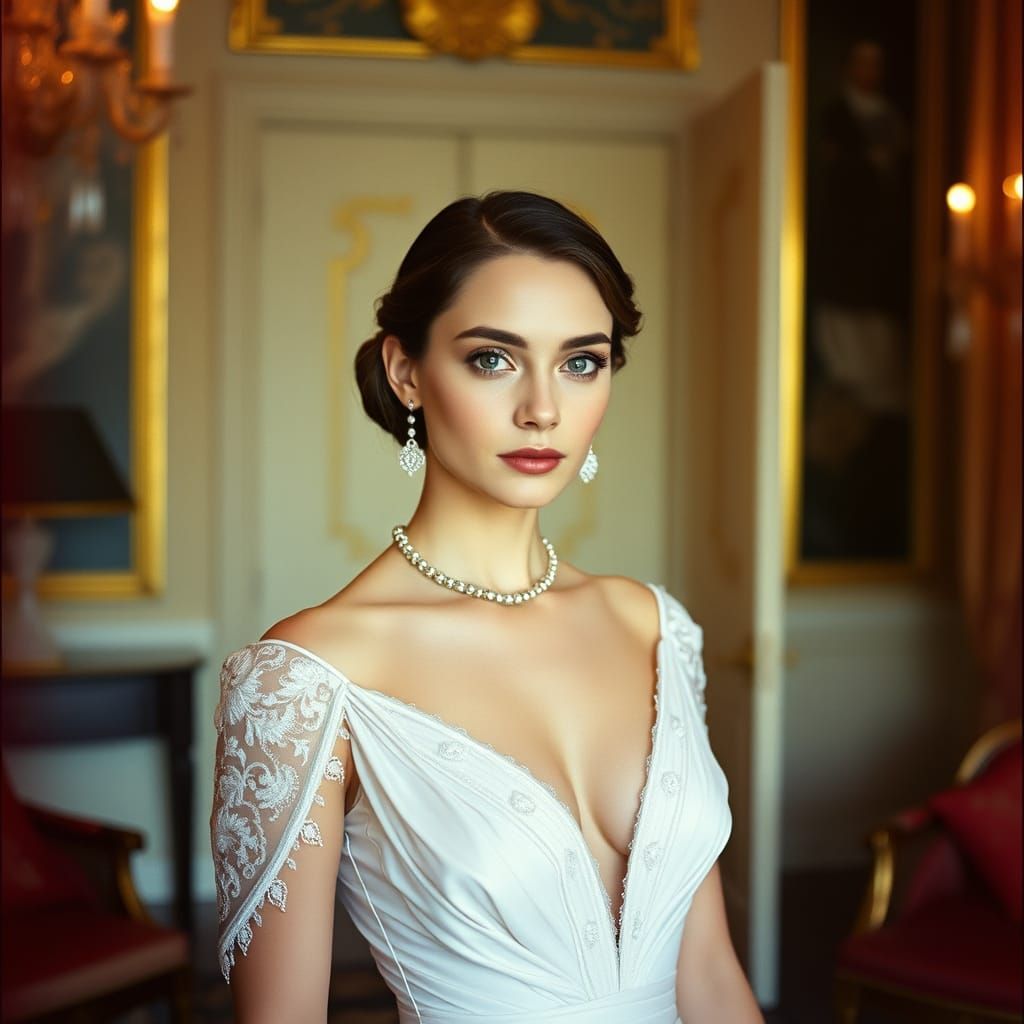 Elegant Woman in Luxurious Room, Cinematic Film Still