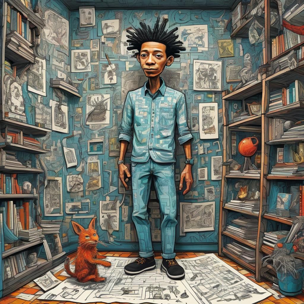 Whimsical Doodle of Artist Drawing Themselves