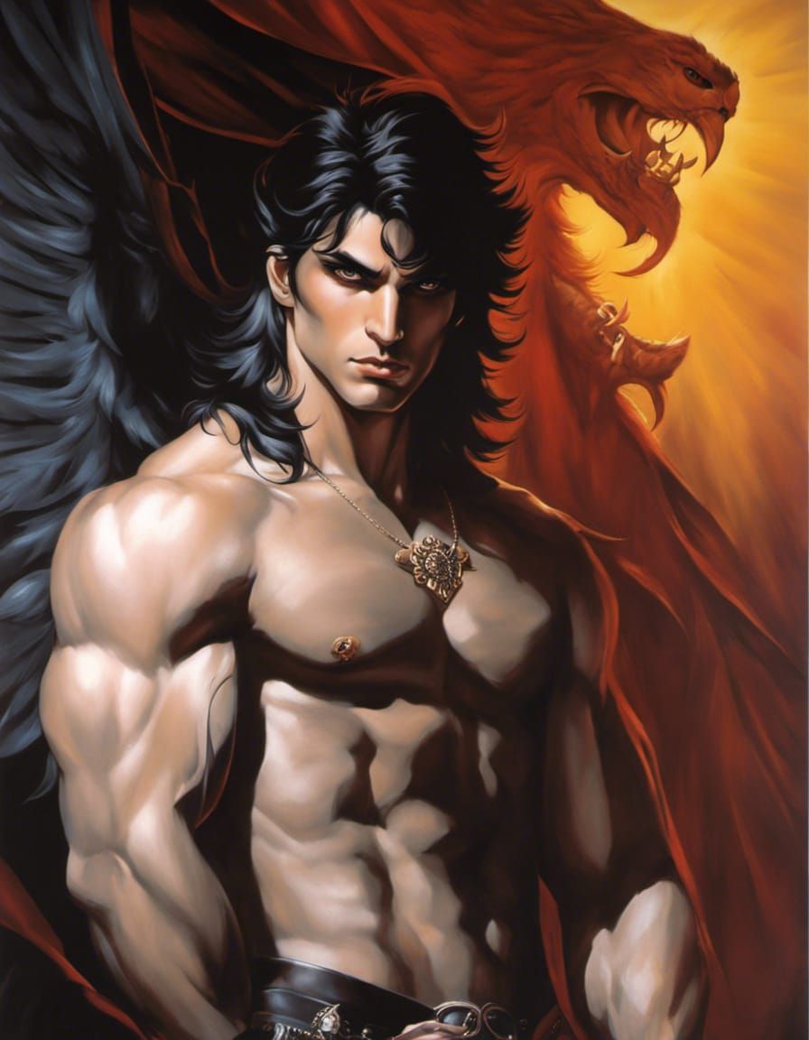 Beautiful Gothic Prince with Tattoos: Anime Style