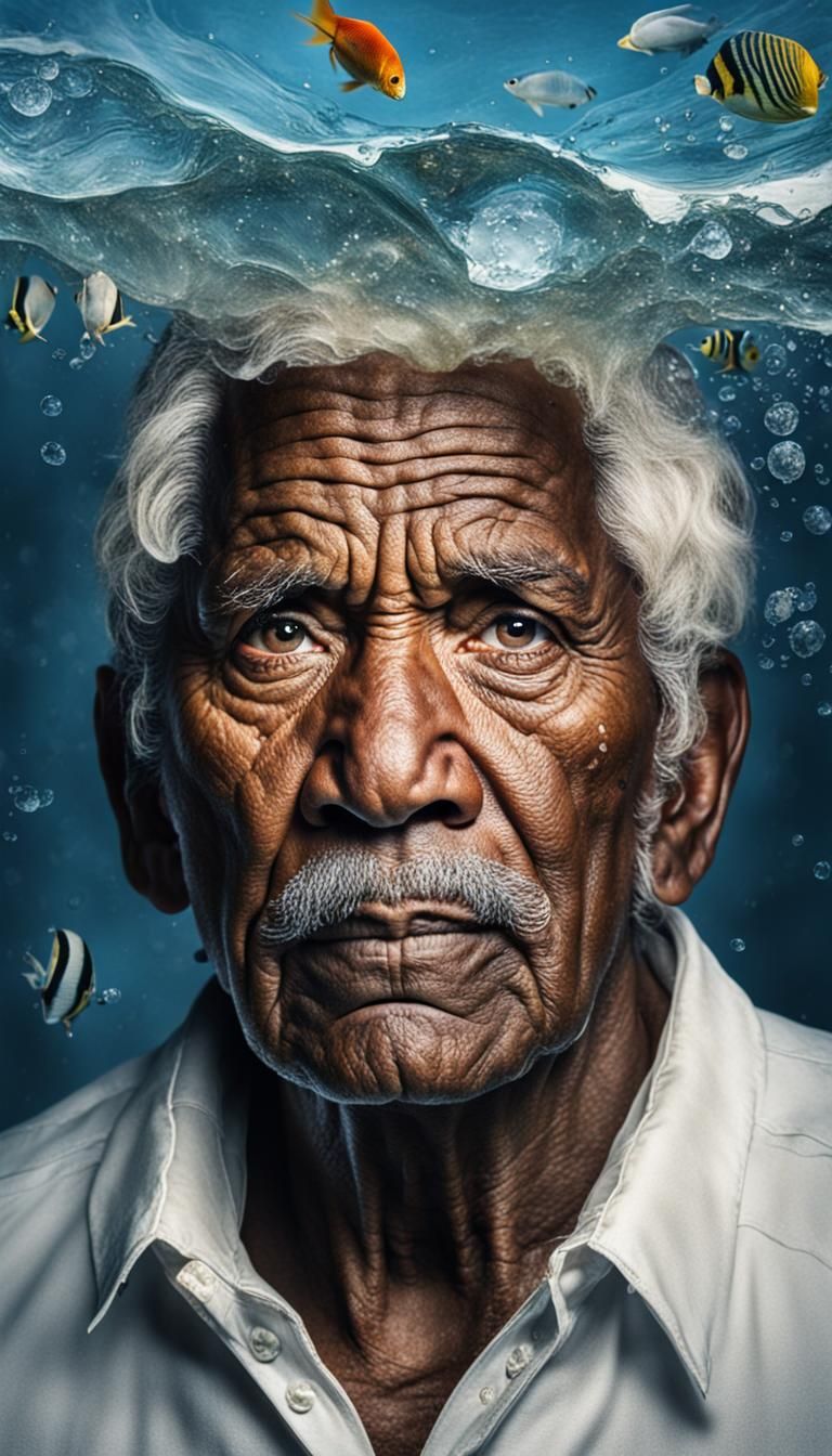 Vintage Portrait of an Old Master in Aquarium
