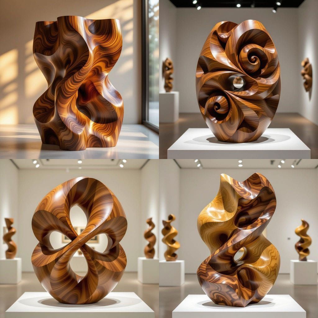 Abstract Woodworking Masterpiece in Gallery Setting