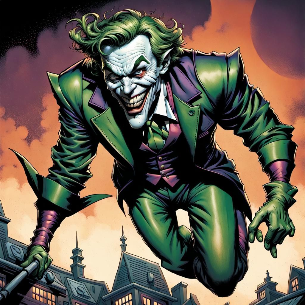 Whimsical Character Blending Joker and Green Goblin Styles